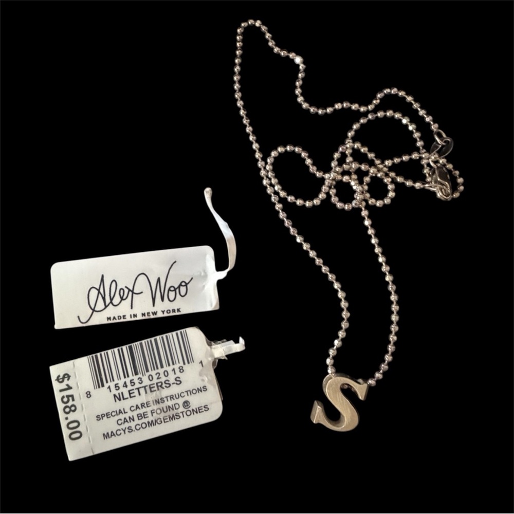 Alex Woo Initial Pendant Necklace Little Letter "S" Stamped 925 and Chain